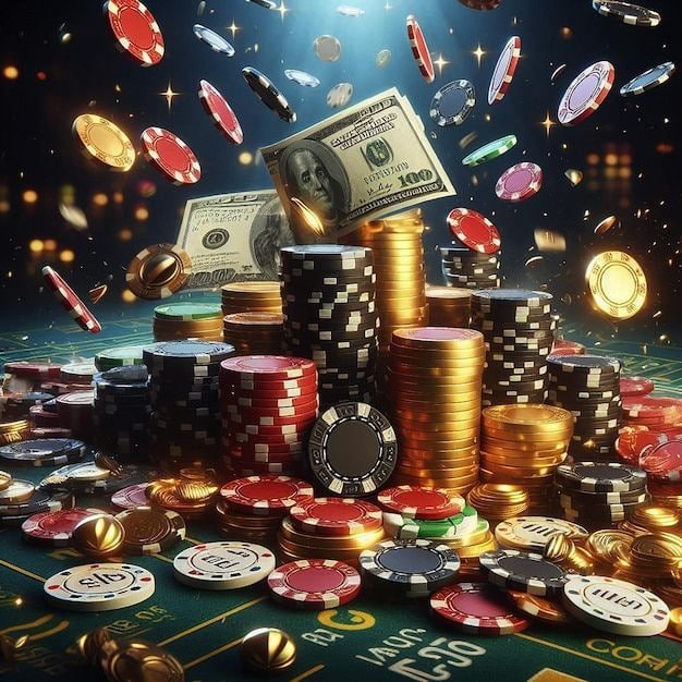Chip taruhan baccarat di meja kasino langsung